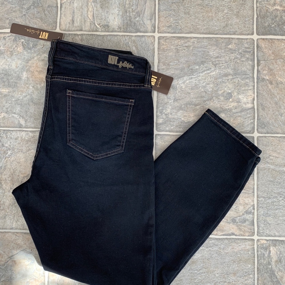 Kut from the Kloth ripped knee dark wash jeans NWT - Picture 2 of 5